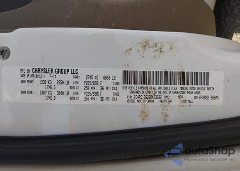 2014 Chrysler Town & Country Touring from USA, damaged, VIN 2C4RC1BG3ER433632